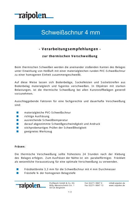 Schweißschnur 4 mm - Raipolen profilwerk gmbh