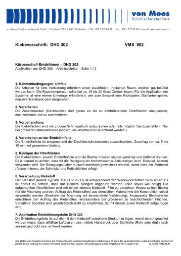 Klebevorschrift: DHD 302 - von Moos Schallschutztechnik GmbH