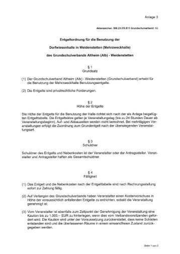 Dorfwiesenhalle Entgeltordnung (PDF, 1 KB) - Weidenstetten