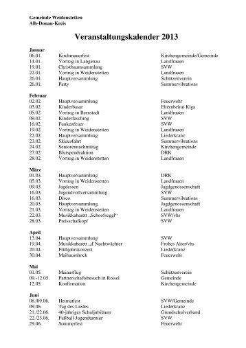 Veranstaltungskalender (PDF, 19 KB) - Weidenstetten