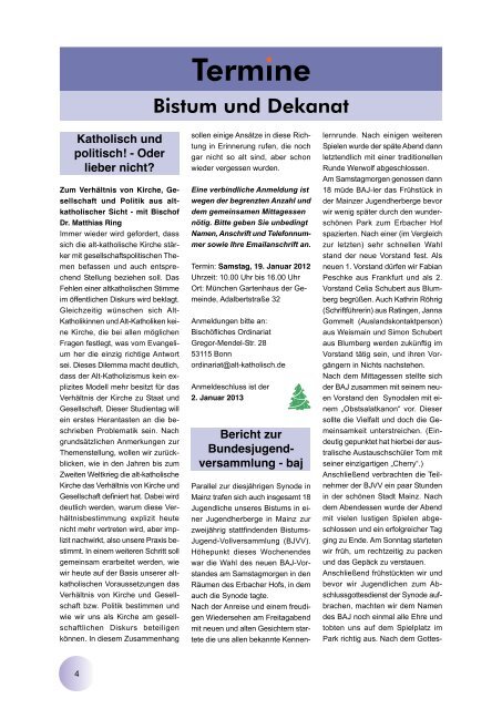 Gemeindebrief 4/2012 - Alt-Katholische Gemeinde in Coburg