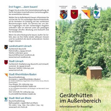Flyer "Gerätehütten im Außenbereich" - Stadt Weil am Rhein