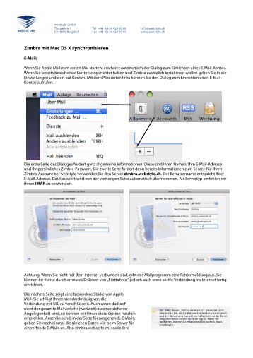 Zimbra mit Mac OS X synchronisieren - webstyle