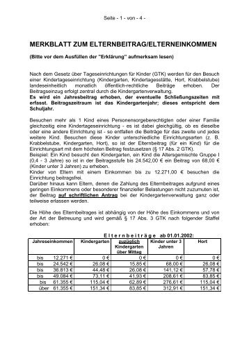 merkblatt zum elternbeitrag/elterneinkommen - Gemeinde Weilerswist