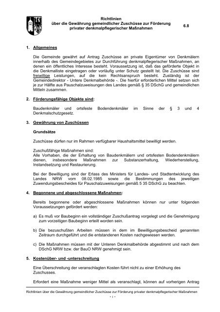 06_8 Richtlinien denkmalpflegerische Maßnahmen - Gemeinde ...
