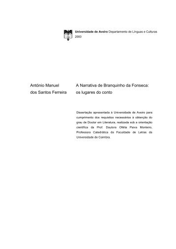 António Manuel dos Santos Ferreira A Narrativa de - Repositório ...