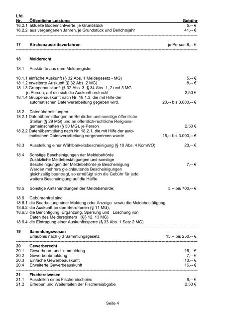 Verwaltungsgebührenverzeichnis - in Weil im Schönbuch