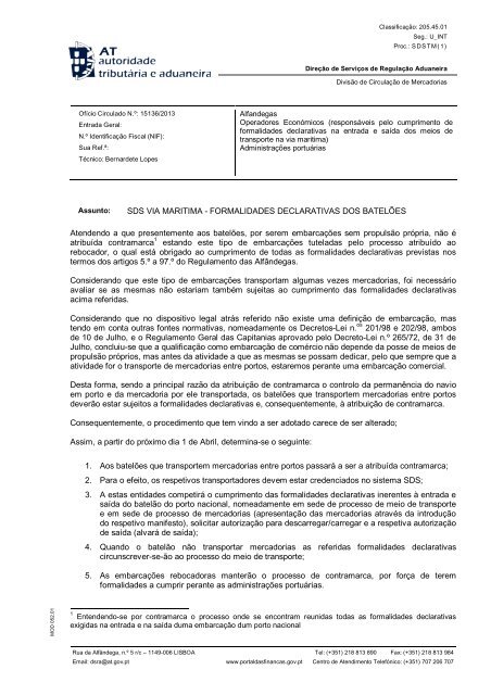 SDS VIA MARITIMA - FORMALIDADES DECLARATIVAS DOS ...