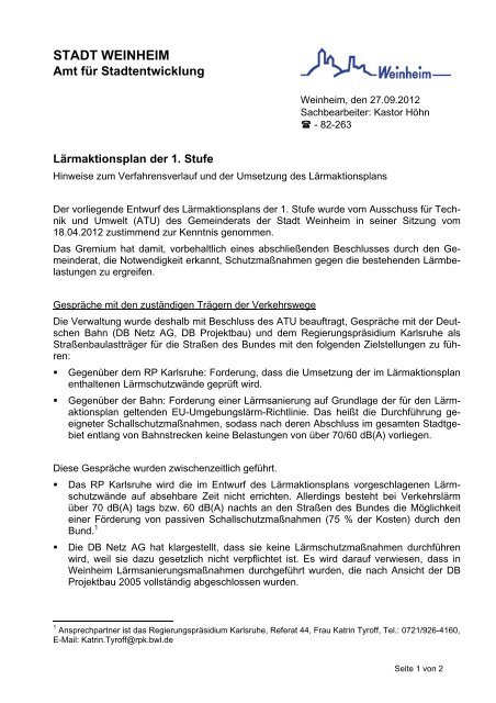 Hinweise zu Verfahren und Umsetzung - Stadt Weinheim