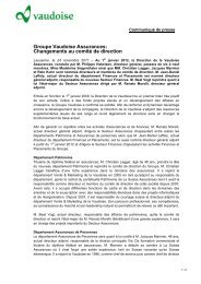 Groupe Vaudoise Assurances: Changements au comité de direction