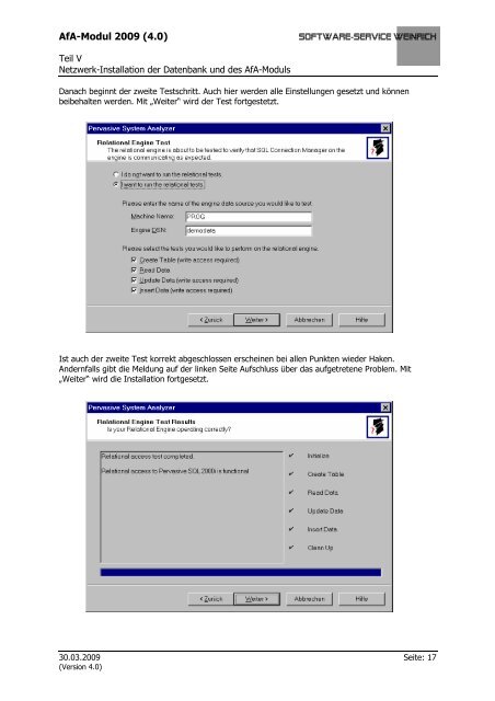 Netzwerkinstallation der Datenbank und des AfA-Moduls - Software ...