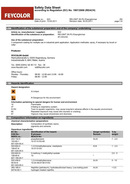 Safety Data Sheet - Feycolor Gmbh