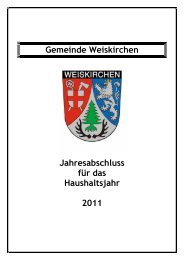 Gemeinde Weiskirchen Jahresabschluss für das Haushaltsjahr 2011