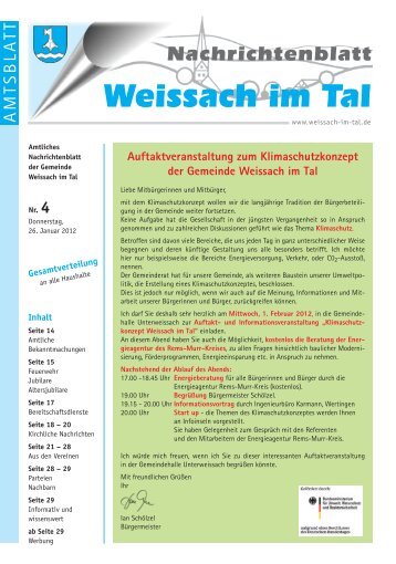 Weltwassertag 2012 - Gemeinde Weissach im Tal