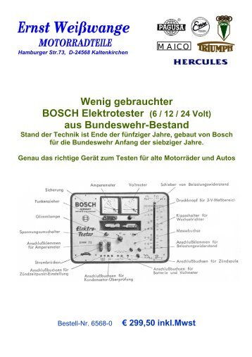 BOSCH Elektrotester EFAW 70 - Ernst Weißwange