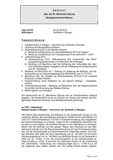 058. GR-Sitzung am 25.05.2012 - Gemeinde Weitnau
