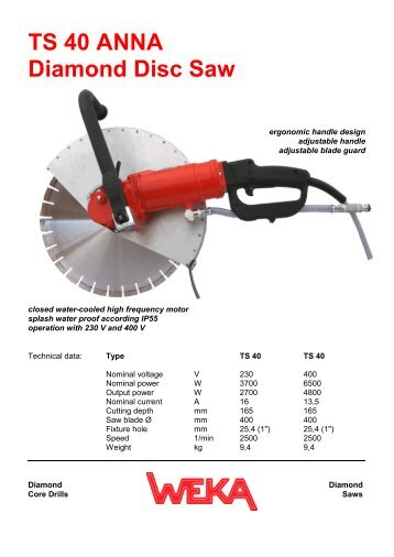 TS 40 ANNA Diamond Disc Saw - WEKA Elektrowerkzeuge