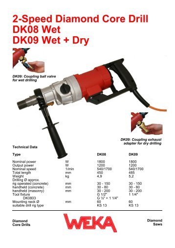 2-Speed Diamond Core Drill DK08 Wet DK09 Wet + Dry - WEKA ...