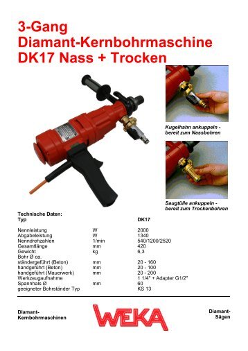 3-Gang Diamant-Kernbohrmaschine DK17 Nass + Trocken - WEKA ...