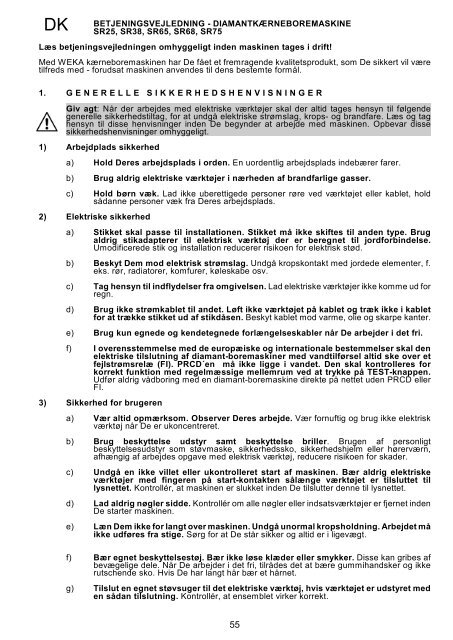 SR 25, SR38, SR 65, SR68, SR 75 (S) - WEKA Elektrowerkzeuge