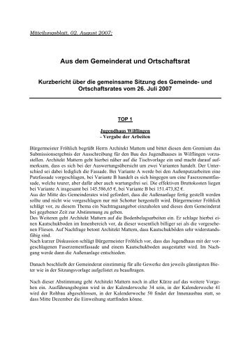 Aus dem Gemeinderat und Ortschaftsrat - Wellendingen