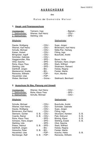 Ausschüsse des Rates 2009-2014 03-2012g.schriek - Welver