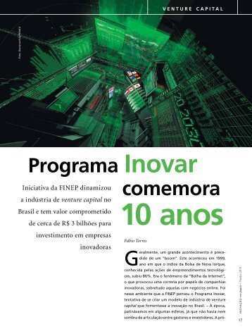 Programa Inovar comemora 10 anos - Finep