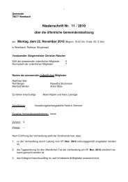 Gemeinderatssitzung vom 22.11.2010 - Wembach