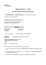 Gemeinderatssitzung vom 11.01.2010 - Wembach