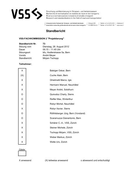 Standbericht - VSS