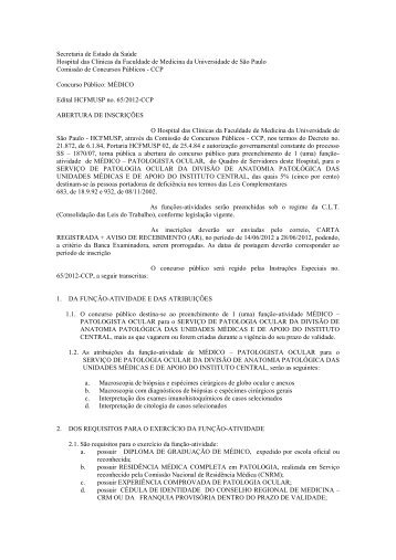 Edital nº 65/2012 - Hospital das Clínicas - USP