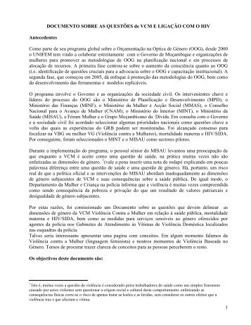 Documento Sobre as Questos de VCM e Ligacao ... - UN Women