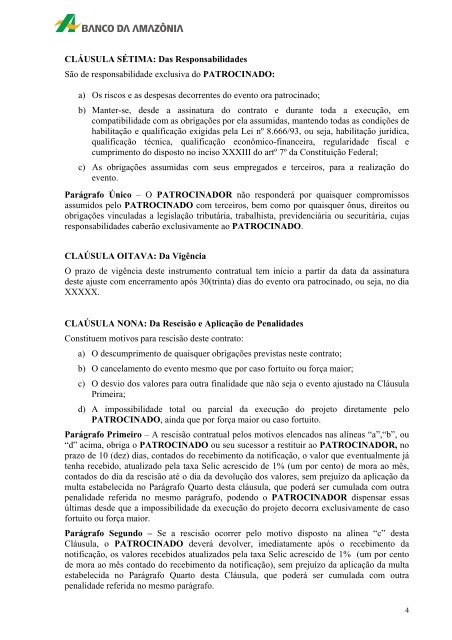 Anexo III - Minuta do Contrato - Banco da Amazônia