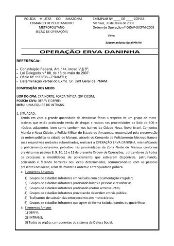 OPERAÇÃO ERVA DANINHA - Polícia Militar do Amazonas