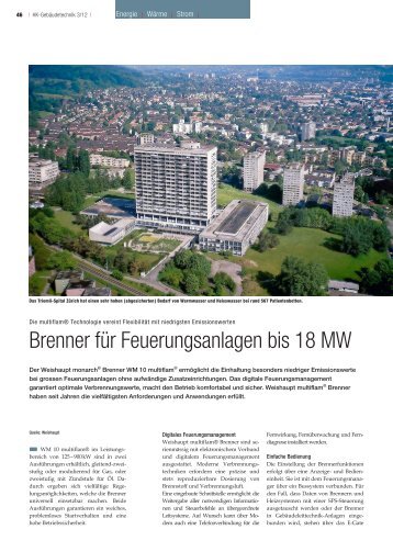 Brenner für Feuerungsanlagen bis 18 MW - Weishaupt