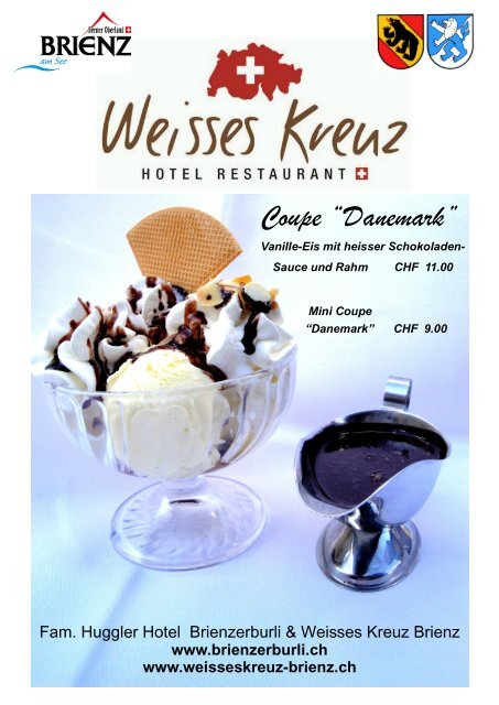 Glace- & Dessertkarte - Hotel Weisses Kreuz