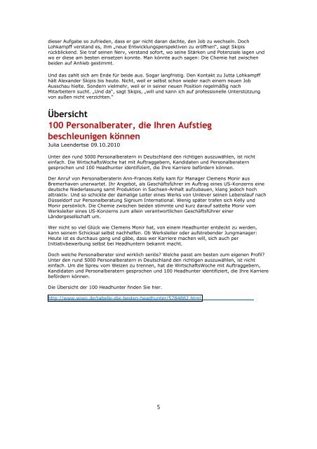 Wirtschaftswoche 41/2010 - werb executive consulting