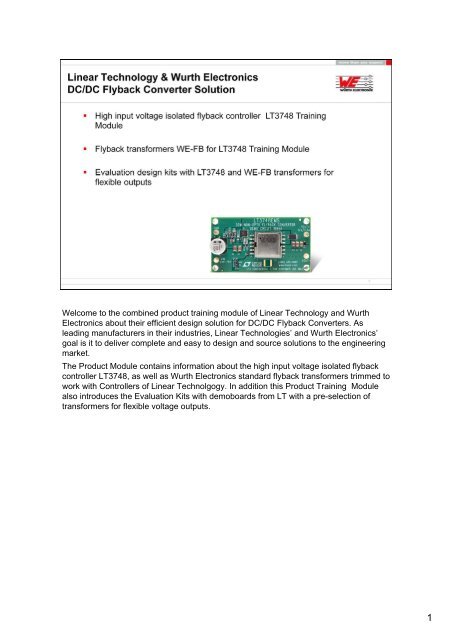 Welcome to the combined product training module of Linear ...