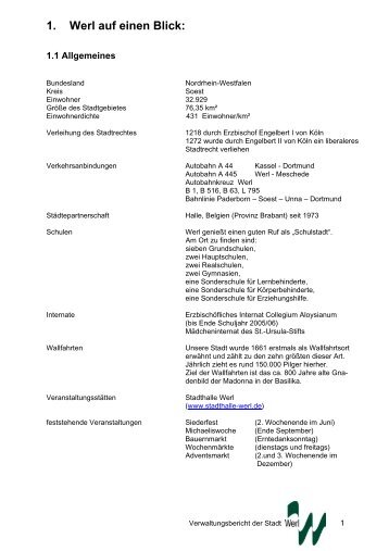 Verwaltungsbericht 2005 - Stadt Werl
