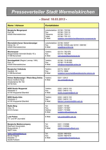 Presseverteiler Stadt Wermelskirchen
