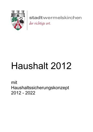 Haushaltsplan 2012 Teil 1 - Stadt Wermelskirchen
