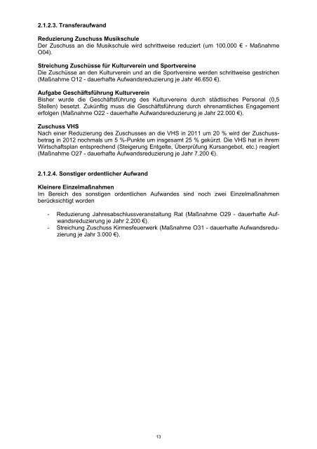 Haushaltssicherungskonzept 2012 - 2022 - Stadt Wermelskirchen