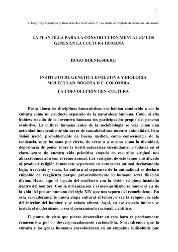 la plantilla para la construccion mental /o - Hugo Hoenigsberg