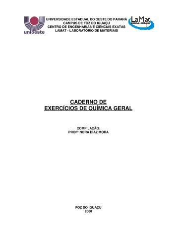 CADERNO DE EXERCÍCIOS DE QUÍMICA GERAL - Unioeste