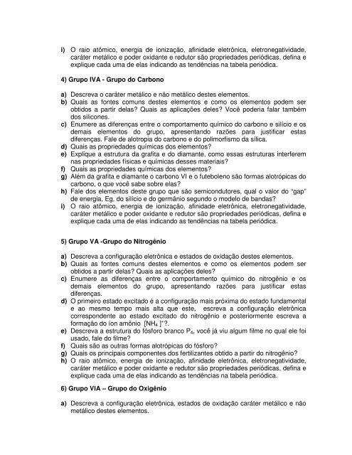 CADERNO DE EXERCÍCIOS DE QUÍMICA GERAL - Unioeste