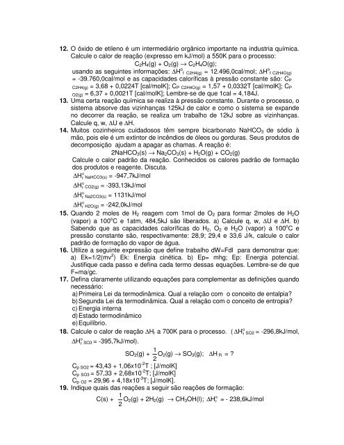 CADERNO DE EXERCÍCIOS DE QUÍMICA GERAL - Unioeste