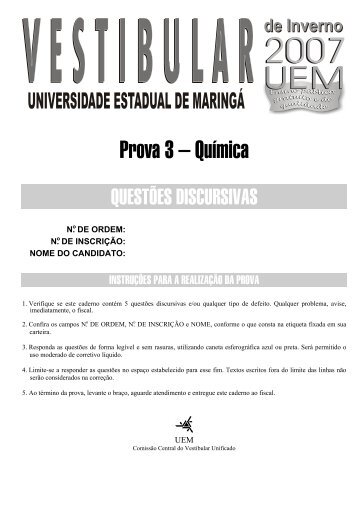 Prova 3 – Química - UEM