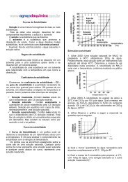 Curvas de Solubilidade Solução é uma mistura homogênea de ...