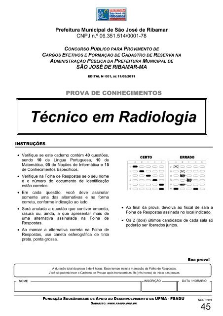 Técnico em Radiologia - Fundação Sousândrade