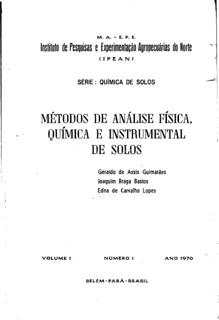 métodos de anälise fisica, quimica e instrumental de solos